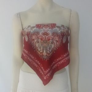EUC Jrs.  "Sweet Generis"  satin red bandna style top